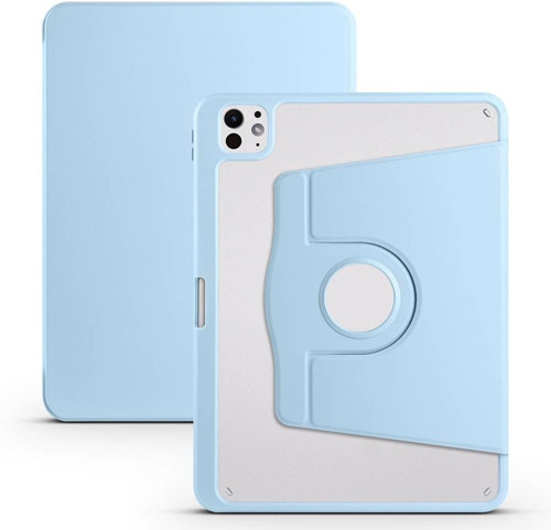 Apple Ile Uyumlu Ipad Pro 11 2024 Kılıf Termik Kalem Bölmeli Dönebilen Standlı Kılıf Mavi