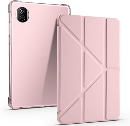 Honor Ile Uyumlu Pad X7 8.7 Kılıf Tri Folding Kalem Bölmeli Standlı Kılıf Rose Gold