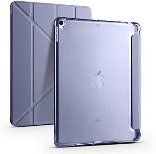Apple Ile Uyumlu Ipad 10.2 2021 (9.Nesil) Kılıf Tri Folding Kalem Bölmeli Standlı Kılıf Mor