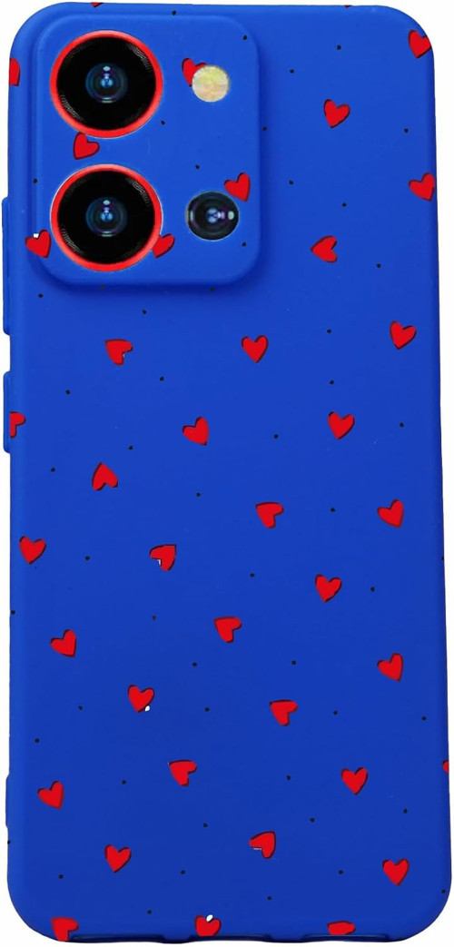 S19 Max Pro S Zoom Ile Uyumlu Kamera Korumalı Silikon Kılıf, Mavi, Kalp Desenli