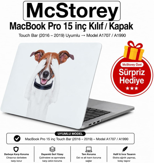 Mcstorey Macbook Pro 15 Köpek Desenli Kılıf A1707 A1990 Uyumlu Baskılı Sert Kılıf İnce Hafif Koruyuc