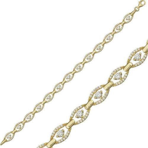 925 Ayar Gümüş Gold Oval Su Yolu Bileklik