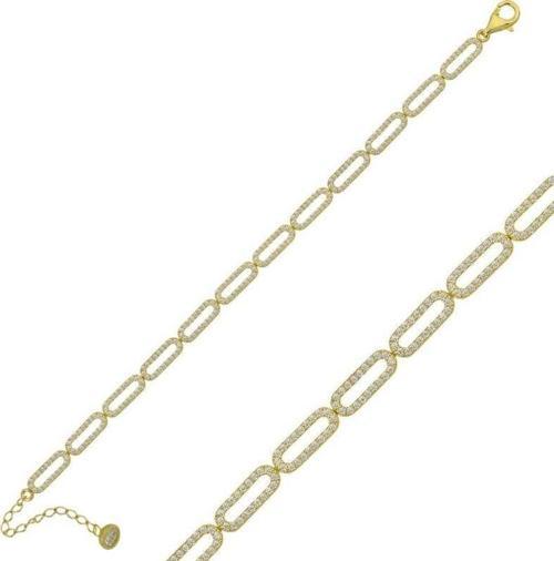 925 Ayar Gümüş Gold Oval Taşlı Bileklik