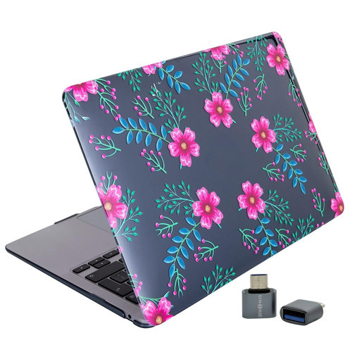 Synccase Huawei Matebook D15 Uyumlu Kristal Parlak Tpu Kılıf | Lazer Baskılı Çiçek Desenli İnce Sert