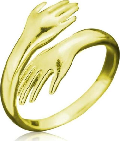 925 Ayar Gümüş Gold Sarılan Eller Yüzük