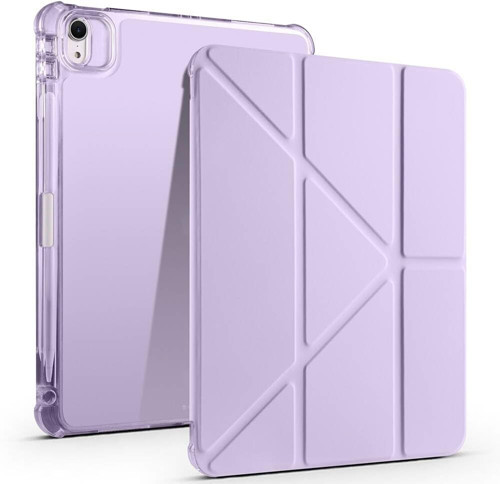 Apple Ile Uyumlu Ipad Air 11 2024 Kılıf Tri Folding Kalem Bölmeli Standlı Kılıf Lila