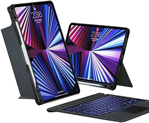 Apple Ipad Pro 12.9 6. Nesil Ile Uyumlu Kılıf Led Işıklı Magnetik Standlı Klavyeli A2436 A2437 A2764