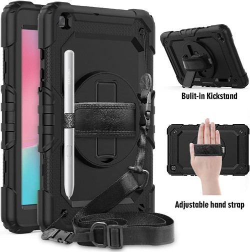 Samsung Galaxy Tab A 8.0 T290 T295 T297 Ile Uyumlu Kılıf Defender Askılı Pars Case Fuji Siyah