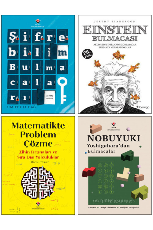 Şifrebilim Bulmacaları Umut Uludağ + Einstein Bulmacası + Matematikte Problem Çözme Zihin Fırtınaları ve Sıra Dışı Yolculuklar + Nobuyuki Yoshigahara'dan Bulmacalar / 4lü Şifre Bilim Bulmaca Kitapları
