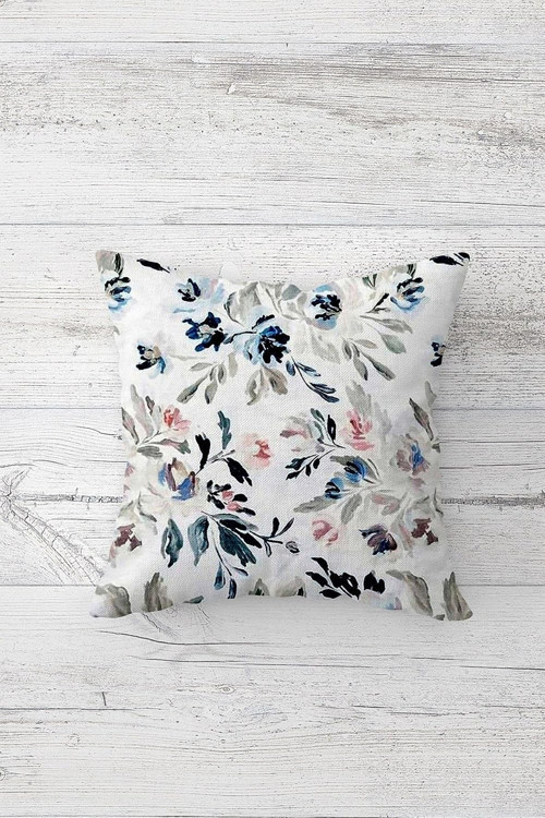 Floral Desenli Çift Tarafı Baskılı Gizli Fermuarlı Yastık Kılıfı Kırlent Koltuk Yastık Kılıf