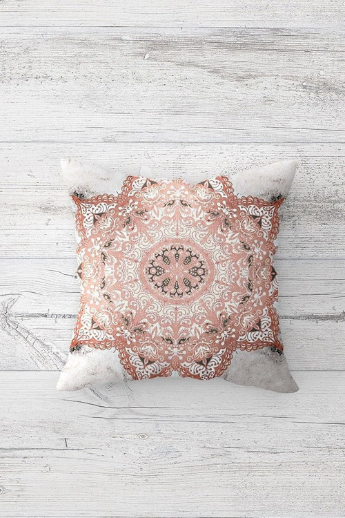 Mandala Desenli Çift Tarafı Baskılı Gizli Fermuarlı Yastık Kılıfı Kırlent Koltuk Yastık Kılı
