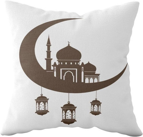 Ramadan Mubarak Cami Hilal Fener Çift Taraflı Gizli Fermuar Kırlent Koltuk Yastık Kılıfıı, B