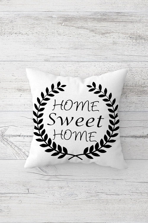 Home Sweet Home Çift Tarafı Baskılı Gizli Fermuarlı Yastık Kılıfı Kırlent Koltuk Yastık Kılı