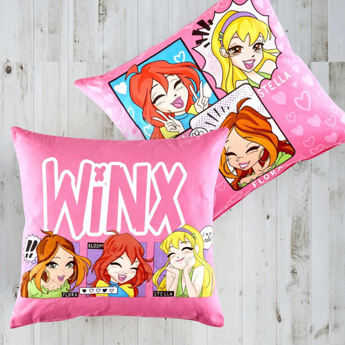 Taç Lisanslı Pamuk Winx Cute Kırlent Çok Renkli Tekli