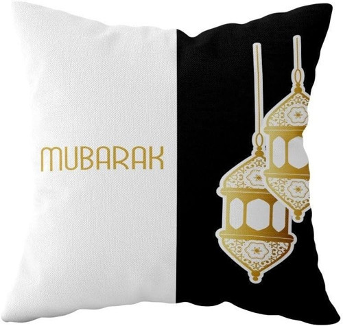 Siyah Beyaz Ramazan Fenerli Çift Taraflı Gizli Fermuarlı Yastık Kılıfı Kırlent Koltuk Yastık
