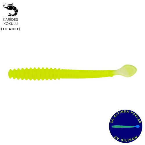 Silikon Kurt Yem - 2,2g 87mm - Wormix - 10 Adet - UV - Fluo Green