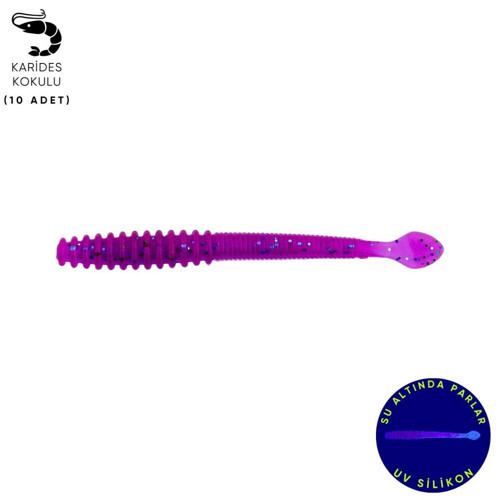 Silikon Kurt Yem - 2,2g 87mm - Wormix - 10 Adet - UV - Purple