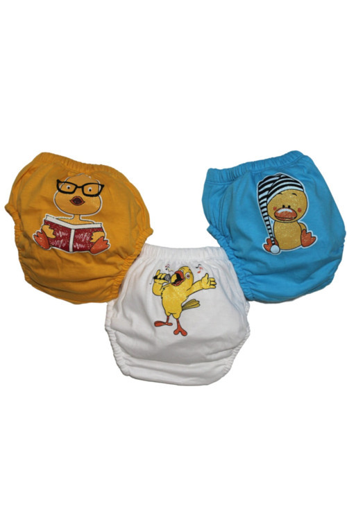 Minik Kuşlar Temalı Erkek Bebek 3'Lü Alıştırma Külodu
