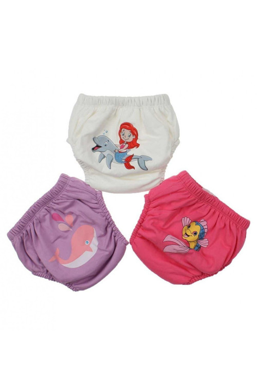 Kız Bebek Çocuk Desenli Sevimli 3 Lü Alıştırma Külodu Bebek Bezi Sızdırmaz