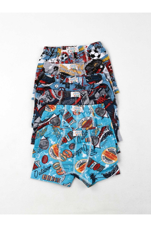 Renkli Desenli Erkek Çocuk 6 Lı Boxer