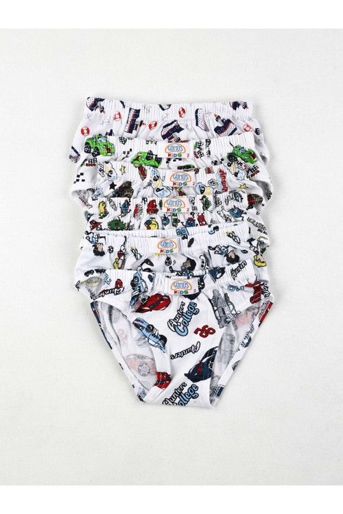 Renkli Desenli Erkek Çocuk 6 Lı Slip Külot