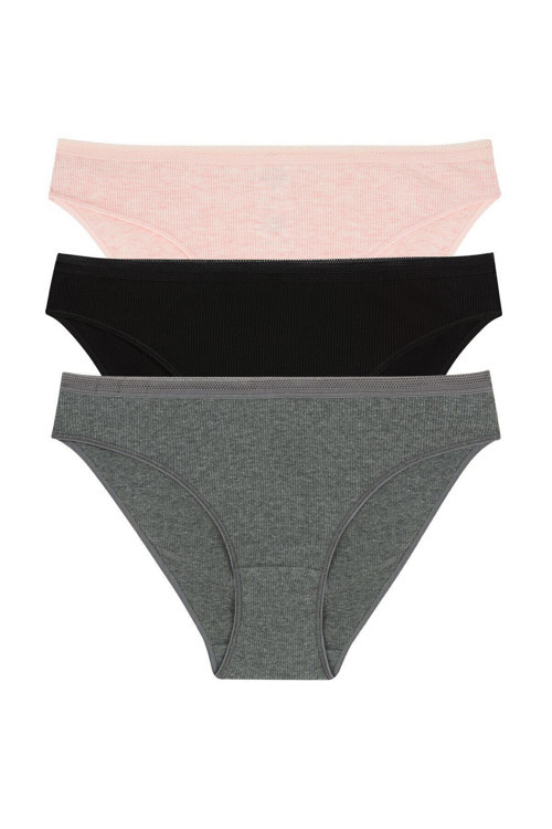 Kadın Karışık Renkli Korseli 1 Beden Incelten 3Lü Slip Külot