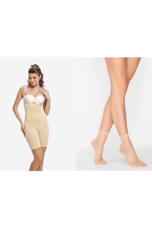 Kadın Tüm Vücut Sıkı Tutucu Body Korse 1 Beden İncelme Sağlar Çorap Hediyeli Ürün