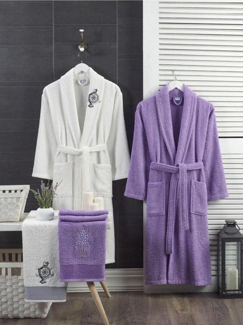 Unisex Havlulu Bornoz 4lü Set