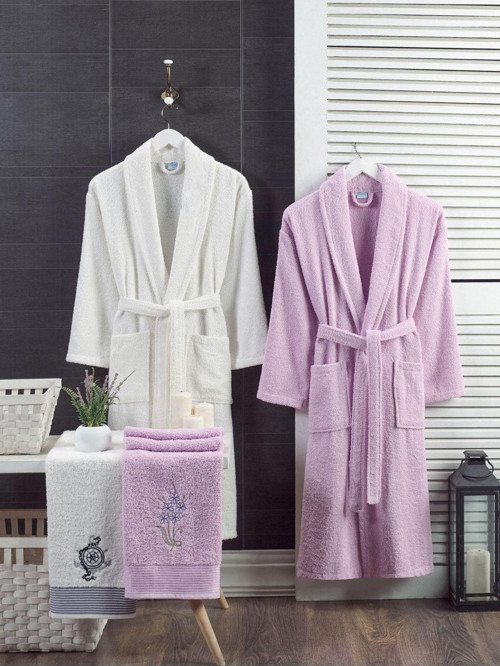 Unisex Havlulu Bornoz 4lü Set