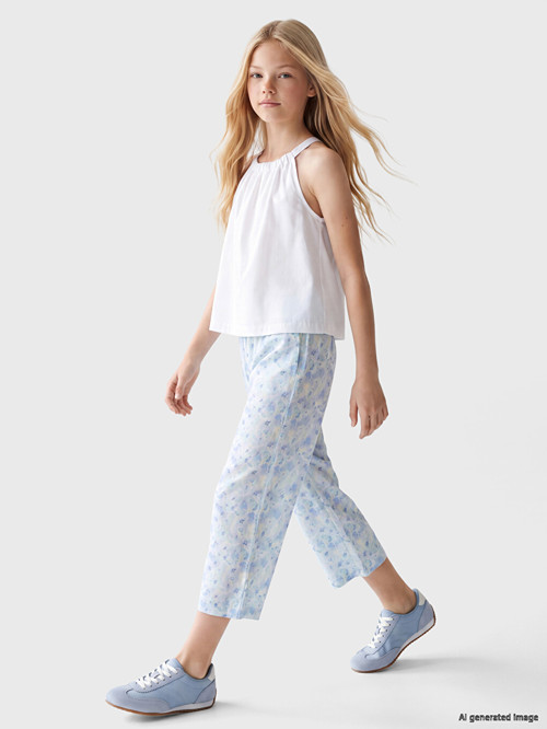 LCW Kids Mavi Çiçekli Kız Çocuk Kapri