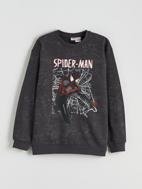 LCW Kids Antrasit Spider-man Baskılı Erkek Çocuk Sweatshirt