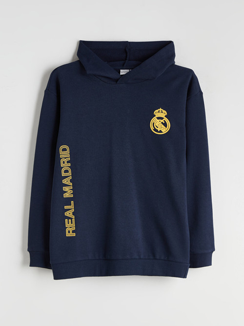 LCW Kids Lacivert Kapüşonlu Real Madrid Baskılı Erkek Çocuk Sweatshirt