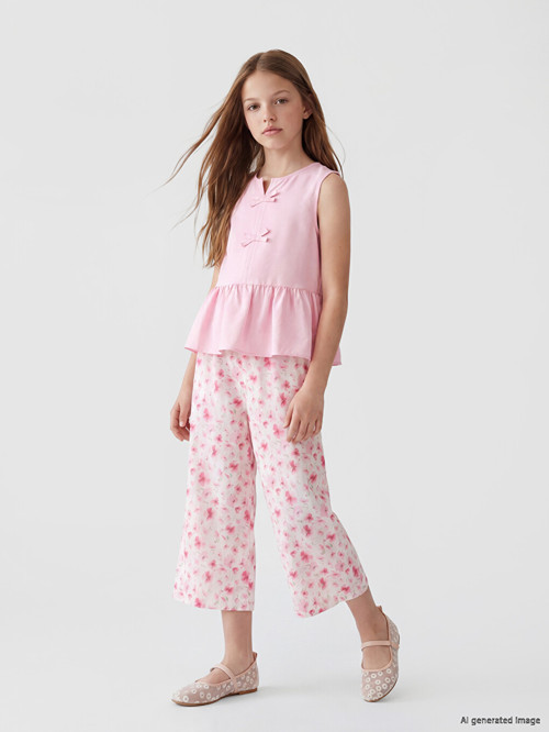 LCW Kids Pembe Çiçekli Kız Çocuk Kapri