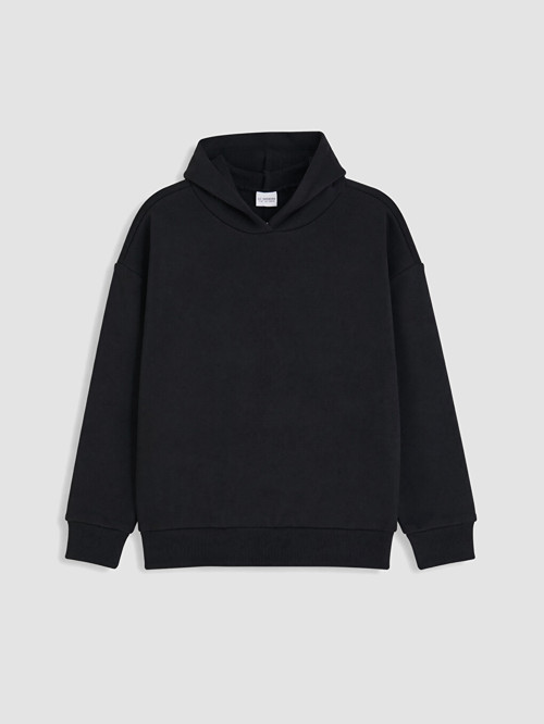 LC WAIKIKI Siyah Kapüşonlu Kız Çocuk Sweatshirt