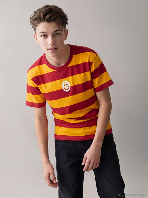 LCW Kids Kırmızı Bisiklet Yaka Galatasaray Baskılı Erkek Çocuk Tişört