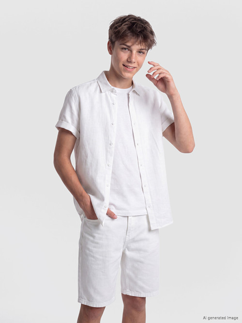 LCW Kids Beyaz Regular Fit Erkek Çocuk Gömlek