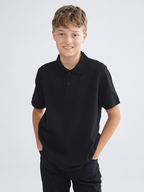 LCW Kids Siyah Polo Yaka Erkek Çocuk Tişört