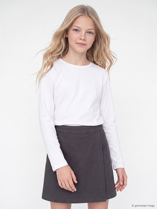 LCW Kids Beyaz Bisiklet Yaka Basic Kız Çocuk Tişört