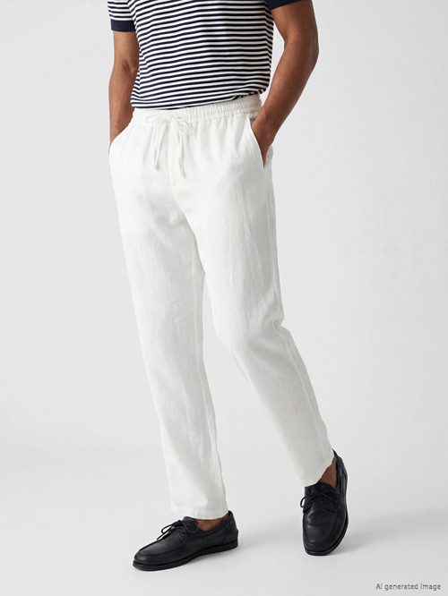 LCW Vision Beyaz Regular Fit Erkek Keten Pantolon