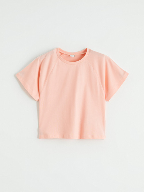 LC WAIKIKI Pembe Bisiklet Yaka Reglan Kol Kız Çocuk Tişört