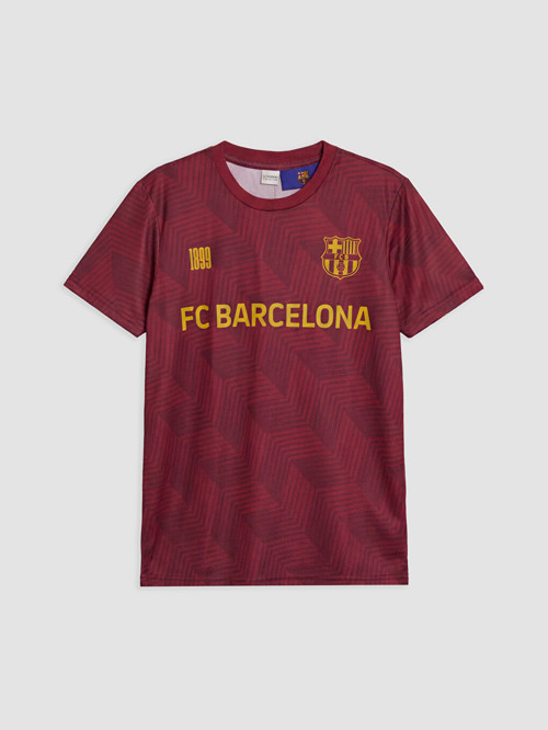 LCW Kids Bordo Bisiklet Yaka Fc Barcelona Baskılı Erkek Çocuk Tişört