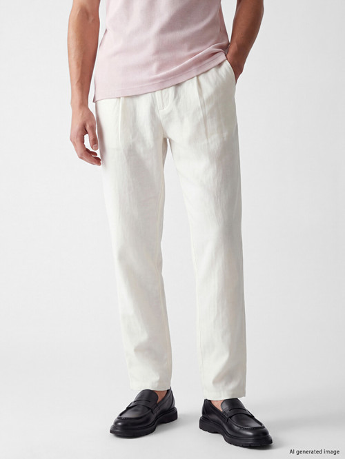 LCW Vision Beyaz Regular Fit Erkek Pileli Pantolon
