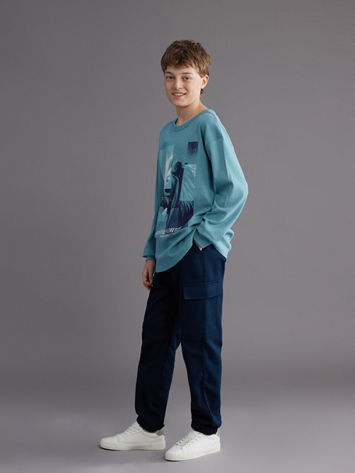 LCW Kids Lacivert Beli Lastikli Erkek Çocuk Kargo Jogger Pantolon