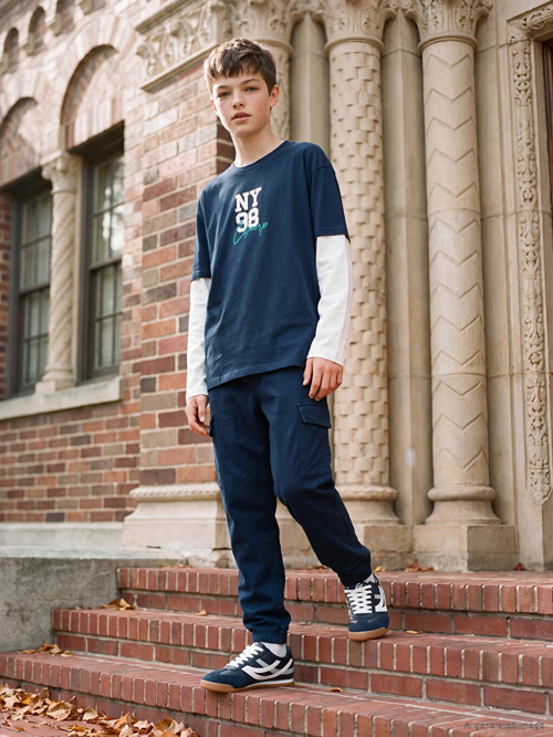LCW Kids Lacivert Erkek Çocuk Gabardin Kargo Pantolon