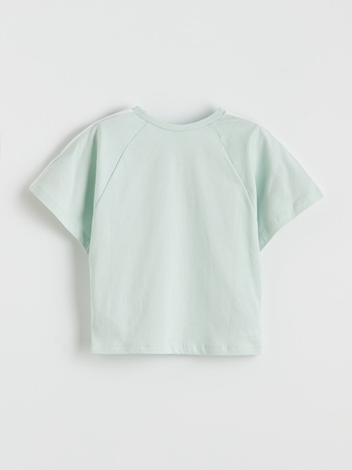 LC WAIKIKI Turkuaz Bisiklet Yaka Reglan Kollu Kız Çocuk Tişört