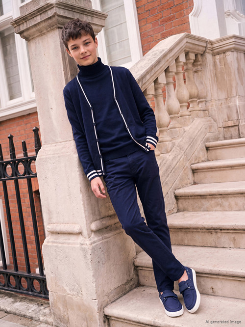 LCW Kids Lacivert Slim Fit Erkek Çocuk Gabardin Pantolon