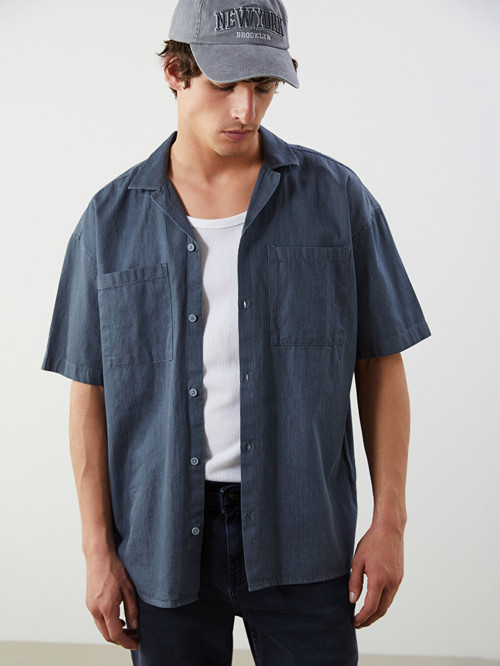 LCW Jeans İndigo Rahat Kalıp Kısa Kollu Erkek Jean Gömlek