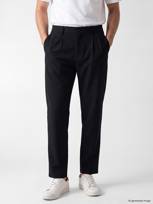 LCW Vision Lacivert Relax Fit Gabardin Erkek Pileli Pantolon