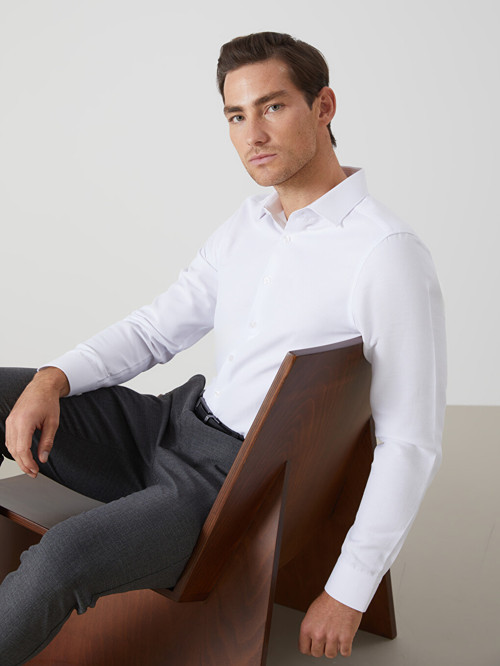 LCW BUSINESS Beyaz Büyük Beden Slim Fit Uzun Kollu Oxford Erkek Gömlek