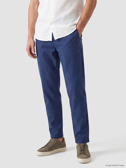 LCWAIKIKI Classic İndigo Regular Fit Keten Karışımlı Erkek Chino Pantolon